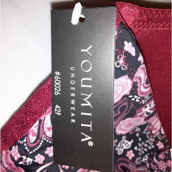 Youmita 42DDD Paisley Print Floral Lace Overlay Bra NWT - Picture 4 of 12